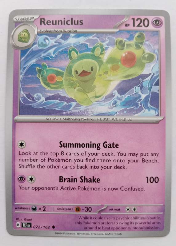 REUNICLUS - POKEMON NINTENDO TEMPORAL FORCES 2024 - COMMON TRADING CARD 72/162