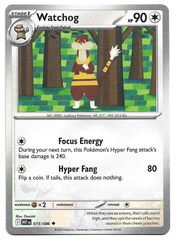 WATCHDOG - UNCOMMON  73/86 POKEMON TCG WHITE FLARE TRADING CARD