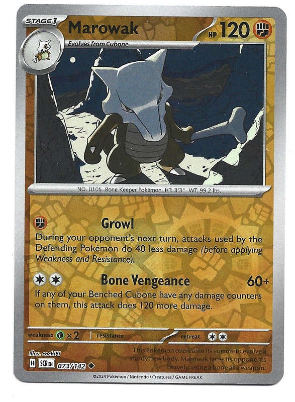 MAROWAK -  REVERSE HOLO  73/142 POKEMON TCG STELLAR CROWN TRADING CARD