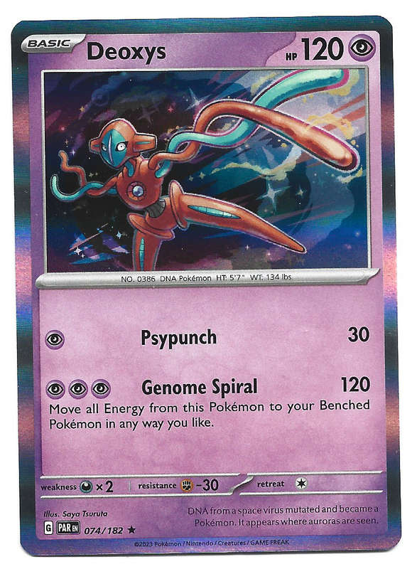 DEOXYS -   HOLO RARE POKEMON PARADOX RIFT  74/182 TRADING CARD