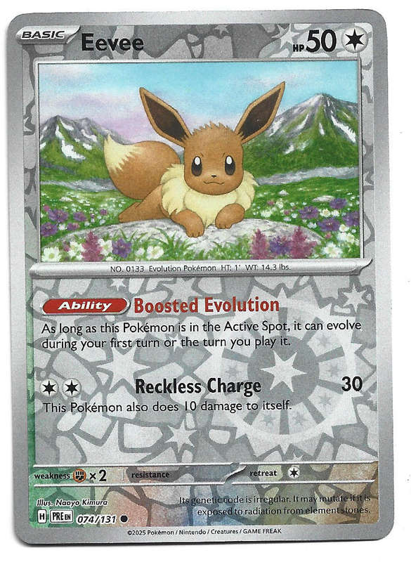 EEVEE  - REVERSE HOLO  74/131  POKEMON PRISMATIC EVOLUTIONS TRADING CARD