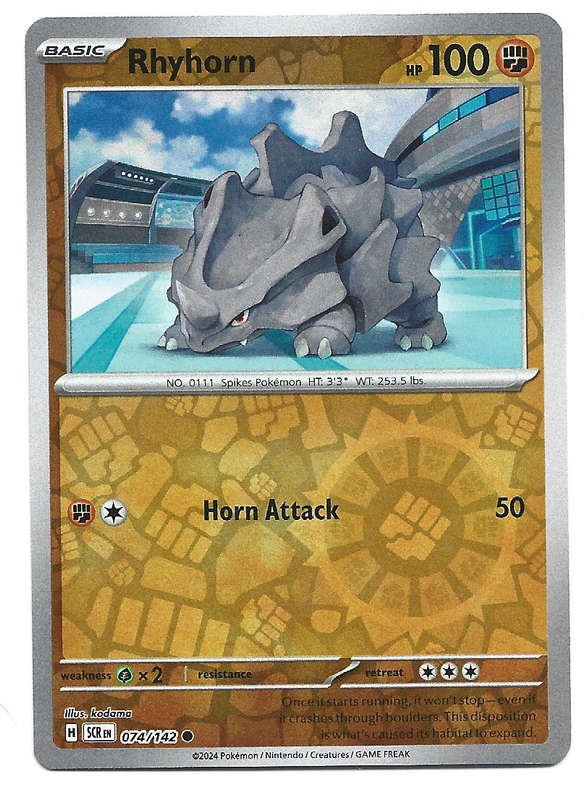 RHYHORN -  REVERSE HOLO  74/142 POKEMON TCG STELLAR CROWN TRADING CARD
