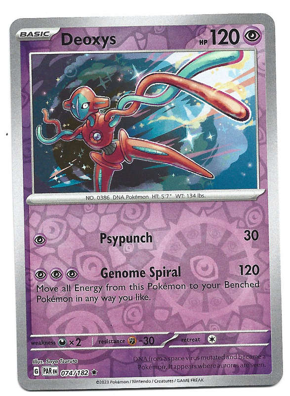 DEOXYS  -   REVERSE HOLO POKEMON PARADOX RIFT   74/182 TRADING CARD