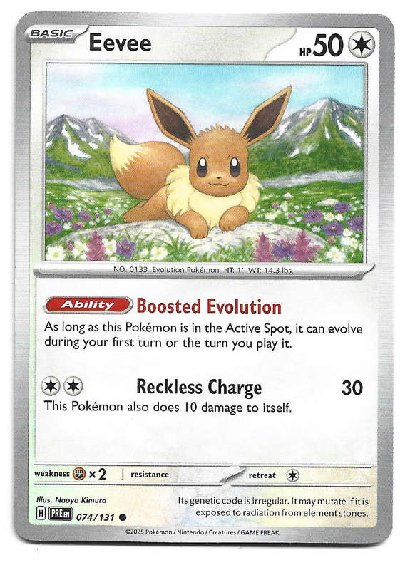 EEVEE - COMMON  74/131 POKEMON TCG PRISMATIC EVOLUTIONS  TRADING CARD