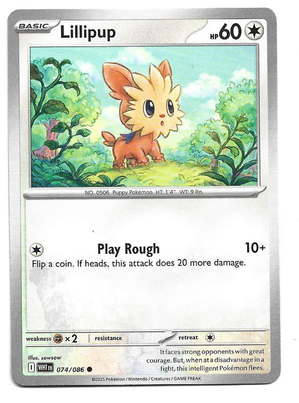 LILLIPUP - COMMON  74/86 POKEMON TCG WHITE FLARE TRADING CARD
