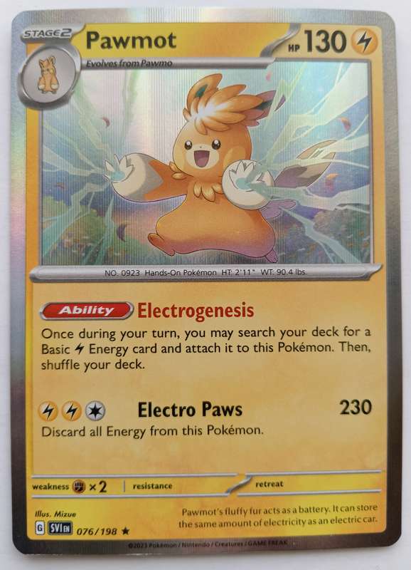 PAWMOT - POKEMON NINTENDO PALDEA EVOLVED - HOLO RARE TRADING CARD 76/198