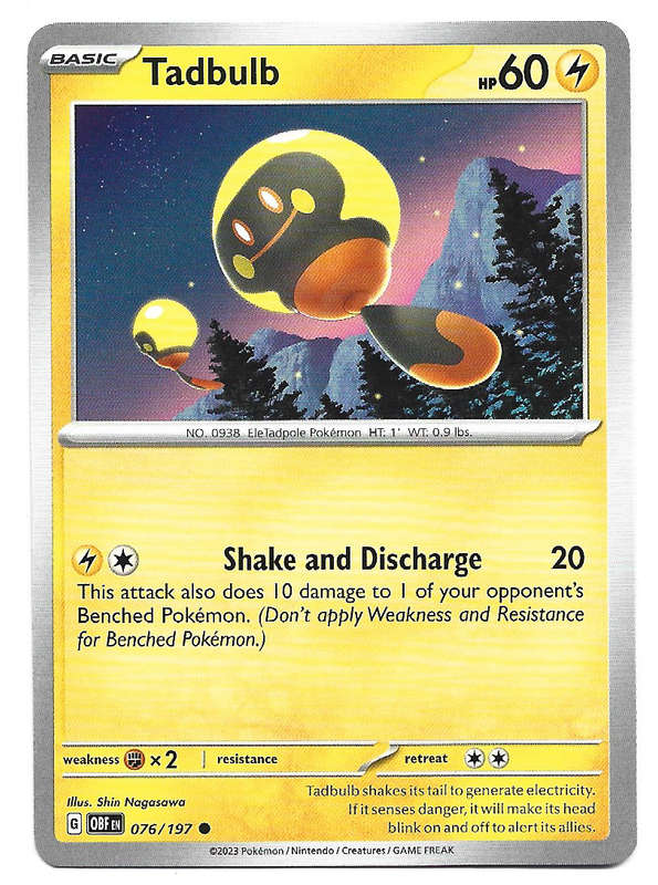 TADBULB -  COMMON  76/197  POKEMON TCG OBSIDIAN FLAMES TRADING CARD