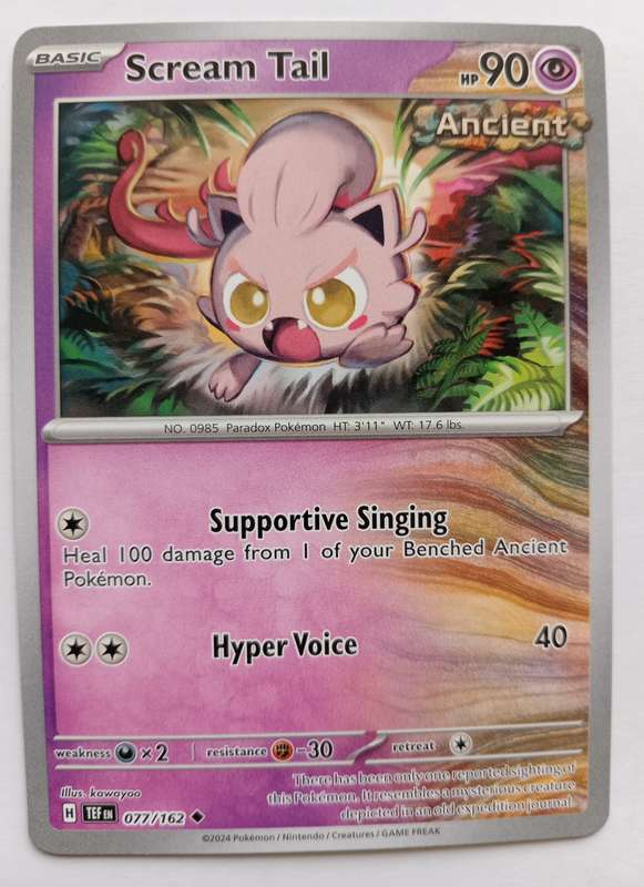 SCREAM TAIL - POKEMON NINTENDO TEMPORAL FORCES 2024 - COMMON TRADING CARD 77/162