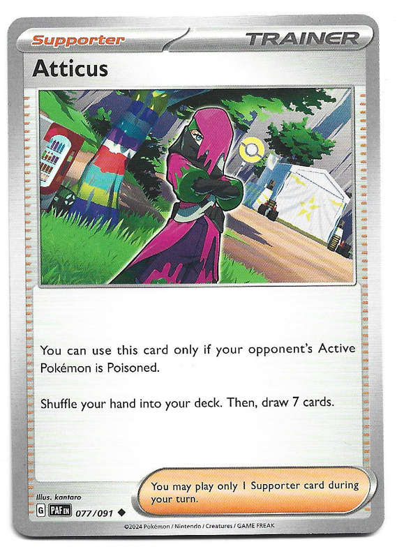 ATTICUS -  COMMON  77/91 POKEMON TCG PALDEAN FATES  TRADING CARD