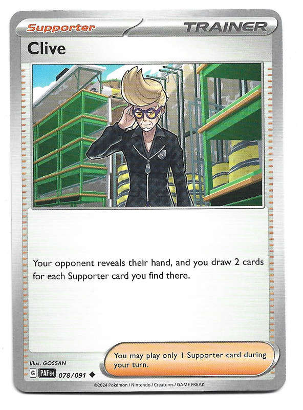 CLIVE -  COMMON  78/91 POKEMON TCG PALDEAN FATES  TRADING CARD