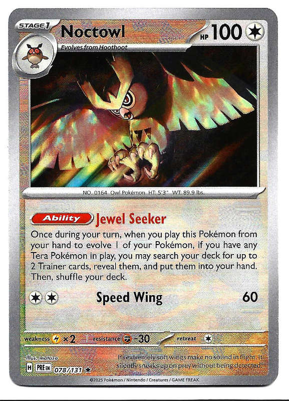NOCTOWL - REVERSE HOLO POKE BALL PATTERN  78/131  POKEMON TCG PRISMATIC EVOLUTIONS TRADING CARD