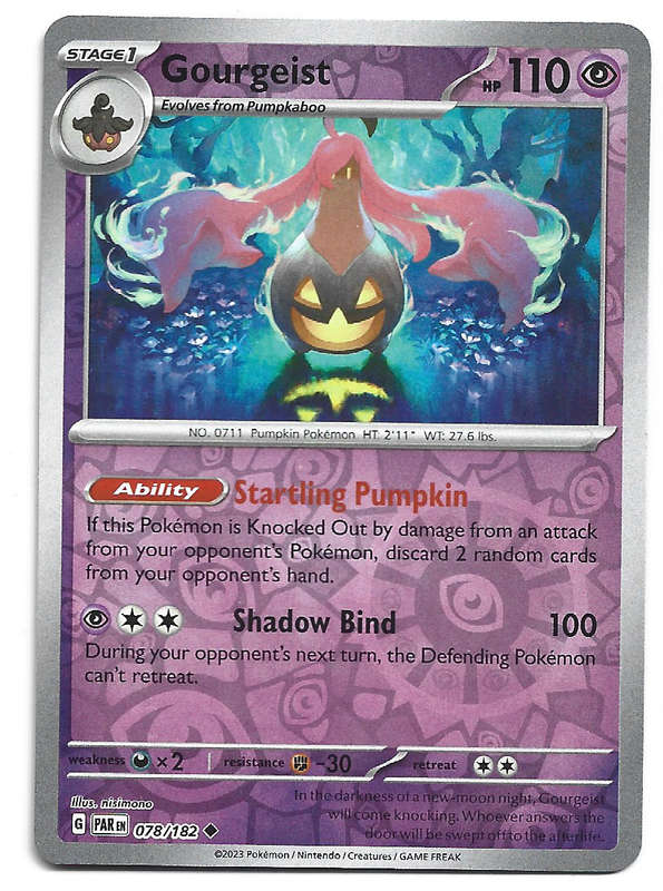 GOURGEIST  78/182  REVERSE HOLO PARADOX RIFT POKEMON TRADING CARD