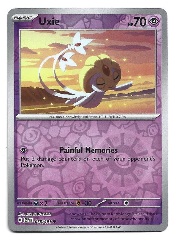 UXIE -  REVERSE HOLO   78/191 POKEMON TCG SURGING SPARKS TRADING CARD