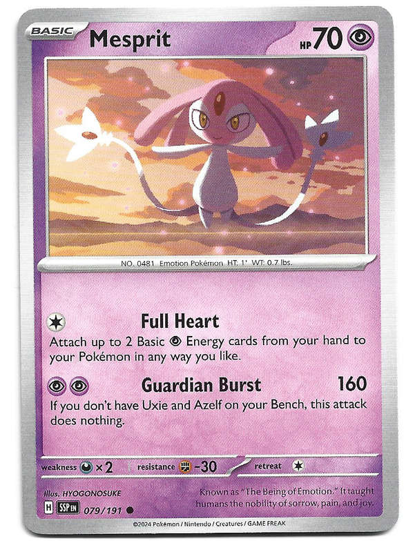 MESPRIT  - POKEMON TCG SURGING SPARKS  COMMON   79/191 TRADING CARD