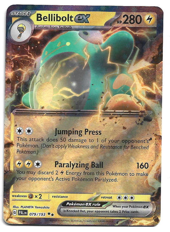 BELLIBOLT EX - HOLO D/RARE   79/193 POKEMON TCG PALDEA EVOLVED TRADING CARD
