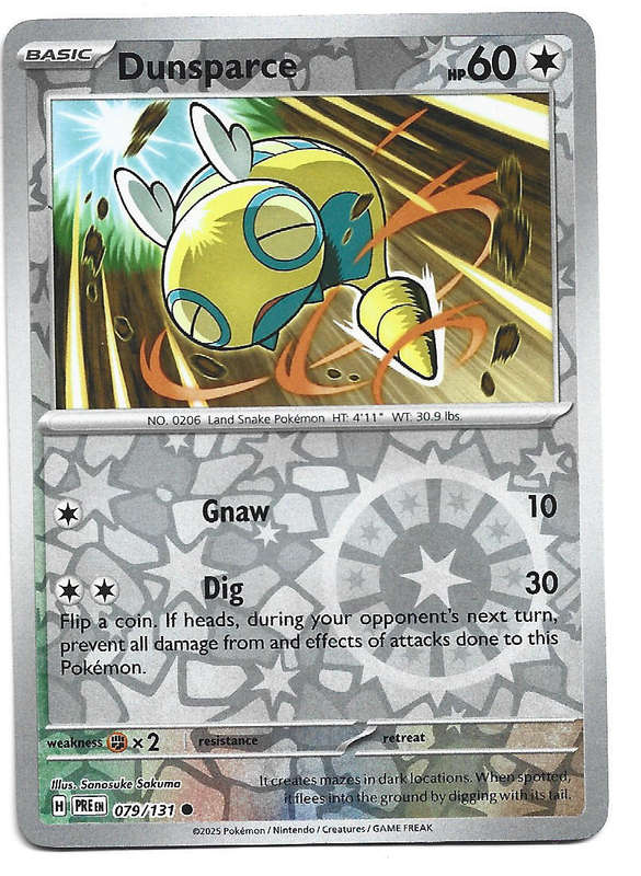 DUNSPARCE  - REVERSE HOLO  79/131  POKEMON PRISMATIC EVOLUTIONS TRADING CARD
