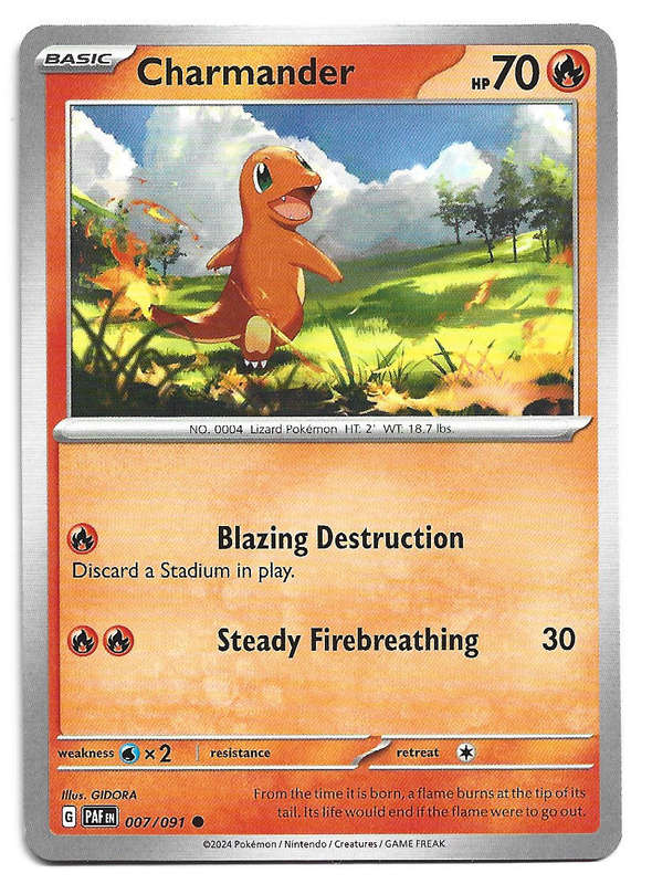 CHARMANDER -  COMMON 7/91 POKEMON TCG PALDEAN FATES  TRADING CARD