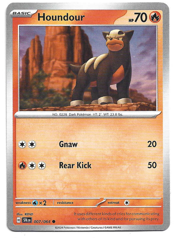 HOUNDOUR - POKEMON SHROUDED FABLE COMMON  7/64 TRADING CARD