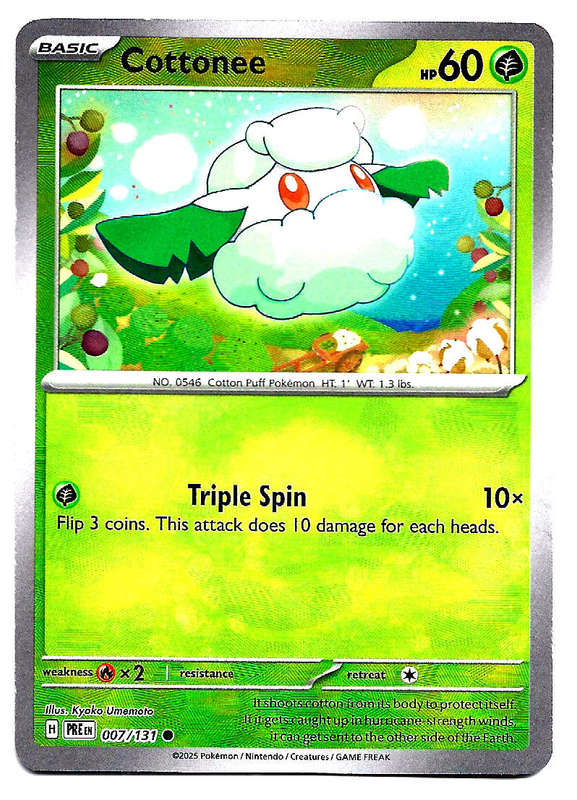 COTTONEE  - R/HOLO POKE BALL PATTERN  7/131  POKEMON PRISMATIC EVOLUTIONS TRADING CARD