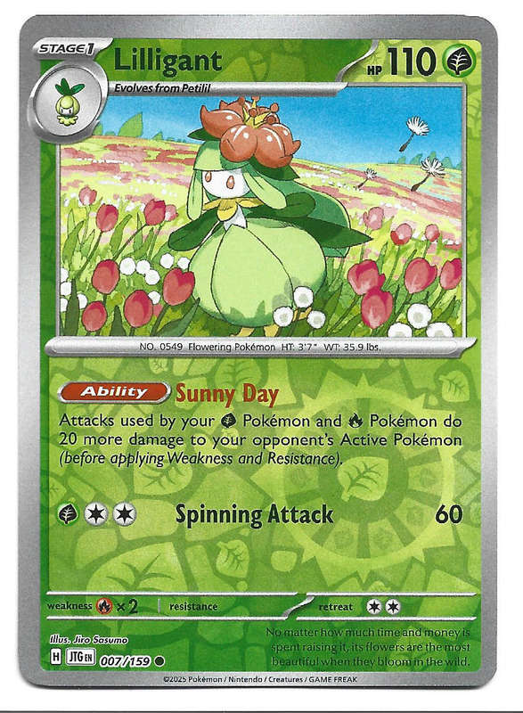 LILLIGANT - REVERSE HOLO  7/159 POKEMON TCG JOURNEY TOGETHER TRADING CARD