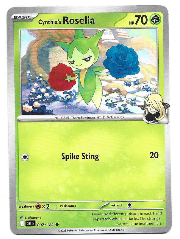 CYNTHIA's ROSELIA - COMMON  7/182  POKEMON TCG DESTINED RIVALS TRADING CARD