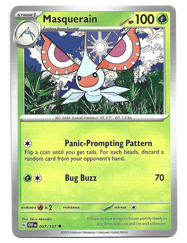 MASQUERAIN -  COMMON  7/197  POKEMON TCG OBSIDIAN FLAMES TRADING CARD