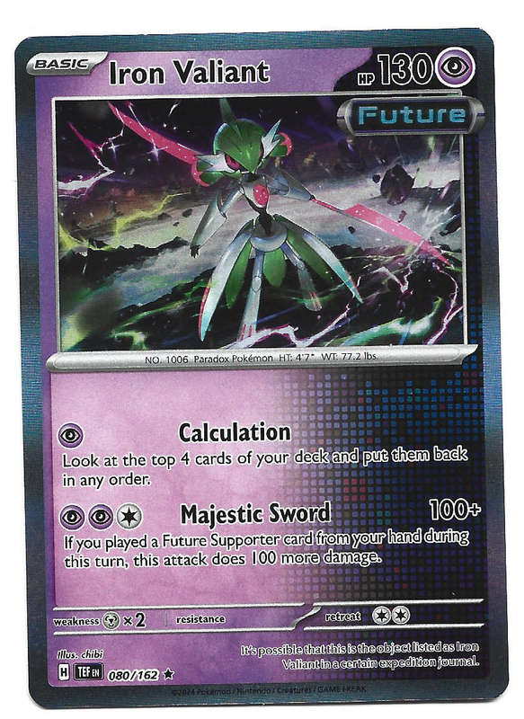 IRON VALIANT - HOLO RARE 80/162  POKEMON TCG TEMPORAL FORCES  TRADING CARD