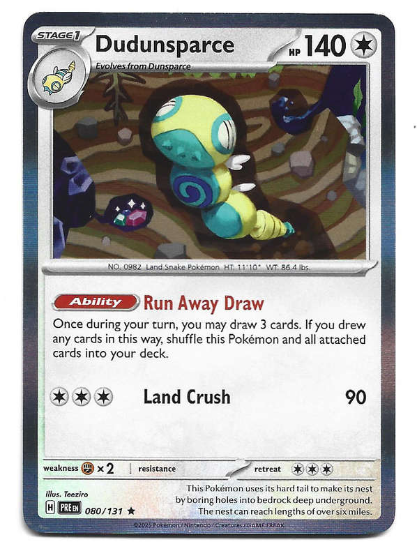 DUDUNSPARCE - HOLO RARE  80/131  POKEMON PRISMATIC EVOLUTIONS TRADING CARD