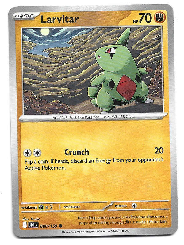 LARVITAR - COMMON  80/159 POKEMON TCG JOURNEY TOGETHER TRADING CARD