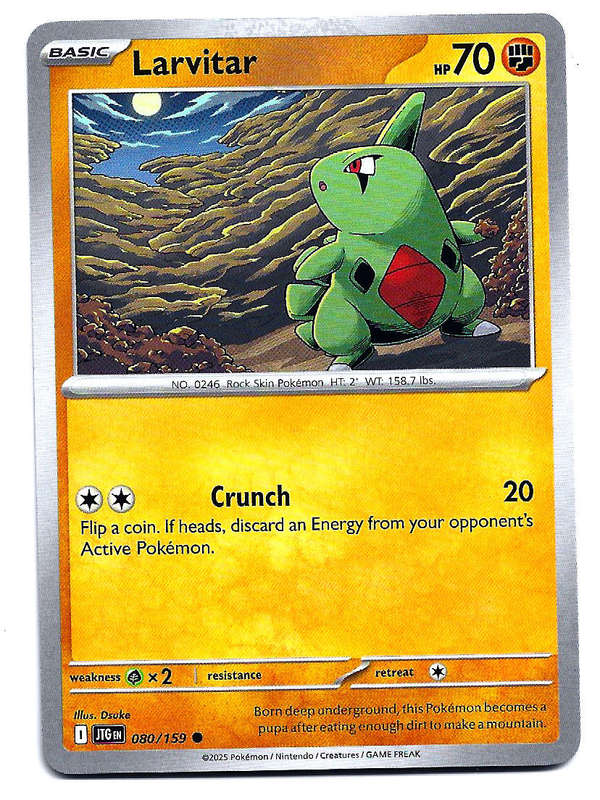 LARVITAR - REVERSE HOLO  80/159 POKEMON TCG JOURNEY TOGETHER TRADING CARD