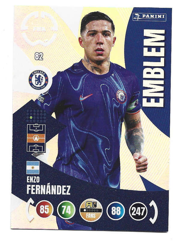 ENZO FERNANDEZ - PANINI CLUB WORLD CUP 2025 - FOIL EMBLEM TRADING CARD 82