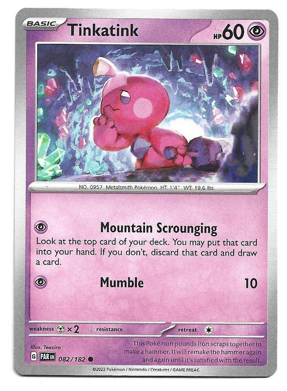 TINKATINK - POKEMON PARADOX RIFT  82/182  COMMON TRADING CARD