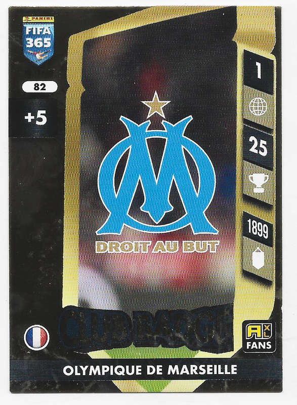 OLYMPIQUE DE MARSEILLE - PANINI FIFA 365 COLLECTION 2025 - FOIL "CLUB BADGE" TRADING CARD 82