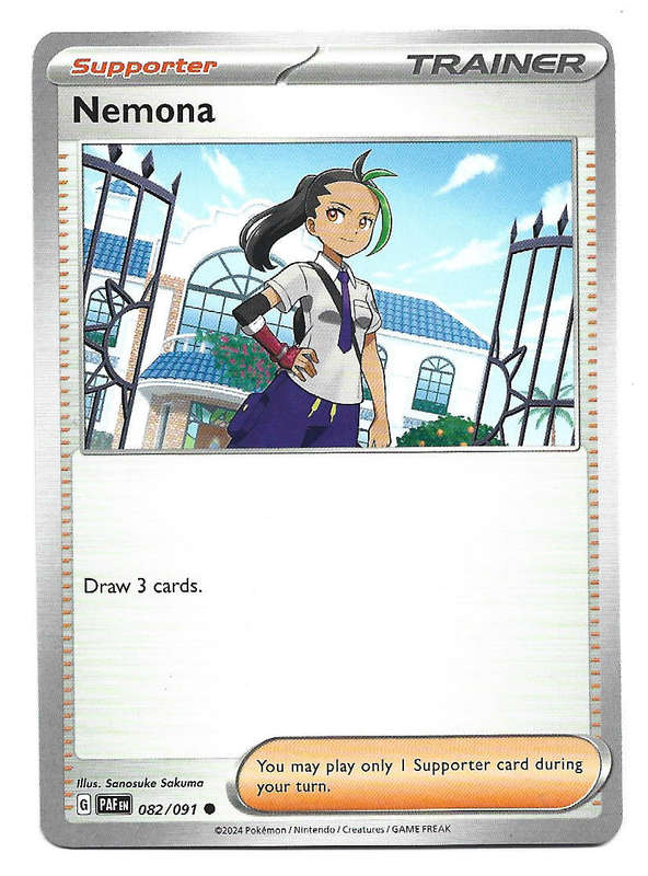 NEMONA -  COMMON  82/91 POKEMON TCG PALDEAN FATES  TRADING CARD
