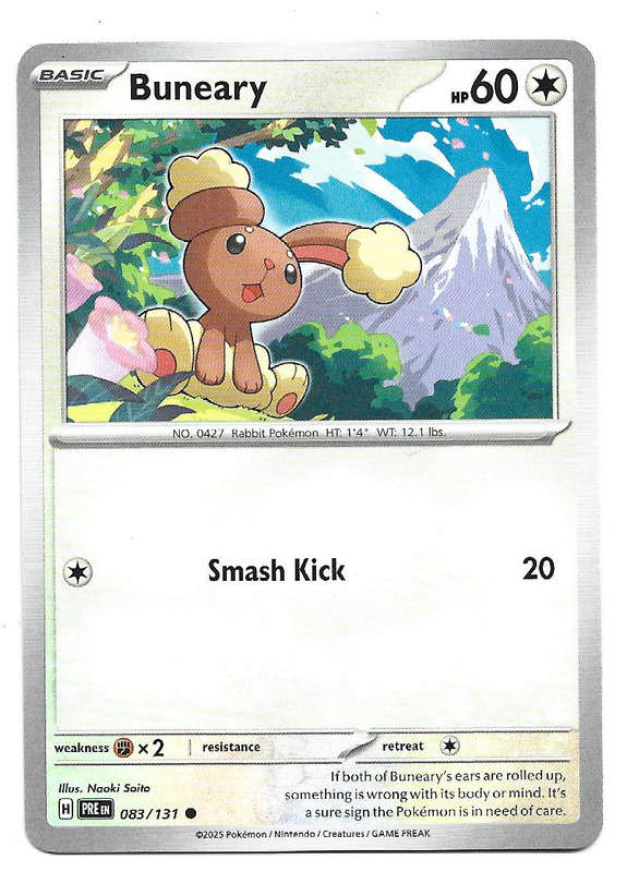 BUNEARY - COMMON  83/131 POKEMON TCG PRISMATIC EVOLUTIONS  TRADING CARD
