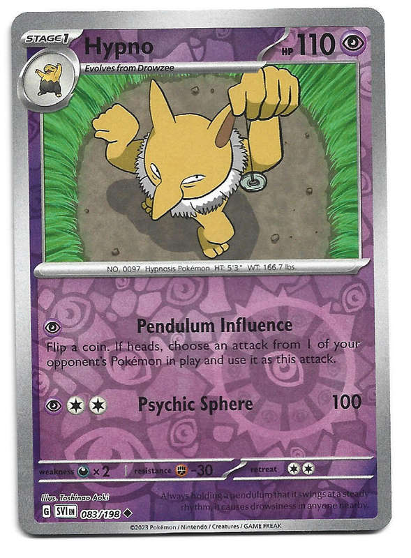 HYPNO - REVERSE HOLO  83/198 POKEMON TCG SCARLET & VIOLET TRADING CARD