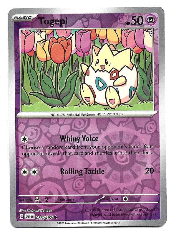 POKEMON CARD - TOGEPI  83/197  REVERSE HOLO RARE TRADING CARD