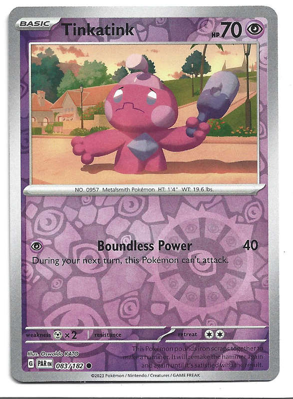 TINKATINK  83/182  REVERSE HOLO PARADOX RIFT POKEMON TRADING CARD