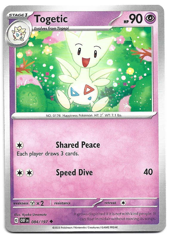 TOGETIC -   84/197 COMMON POKEMON TCG OBSIDIAN FLAMES TRADING CARD