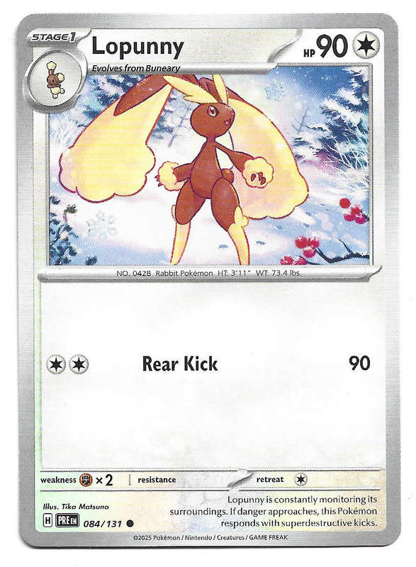 LOPUNNY - COMMON  84/131 POKEMON TCG PRISMATIC EVOLUTIONS  TRADING CARD