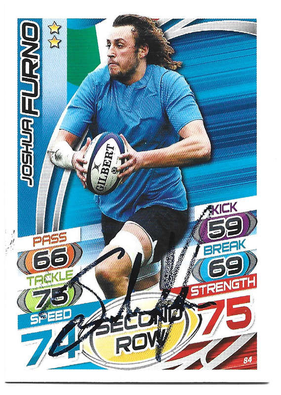 JOSHUA FURNO (Italy) - TOPPS `RUGBY WORLD CUP` 2015 - Personally SIGNED TRADING CARD