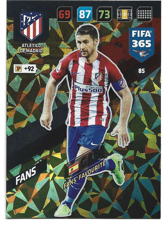 GABI - PANINI `FIFA 365 2018` COLLECTION - FOIL `FANS FAVOURITE` TRADING CARD 85