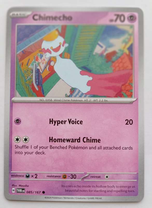 CHIMECHO - POKEMON NINTENDO TWILIGHT MASQUERADE 2024 - COMMON TRADING CARD 85/167