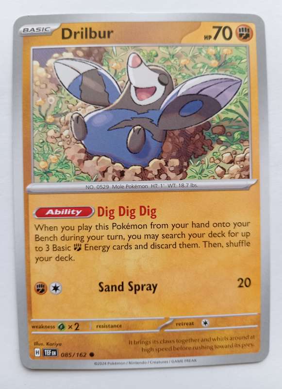 DRILBUR - POKEMON NINTENDO TEMPORAL FORCES 2024 - COMMON TRADING CARD 85/162