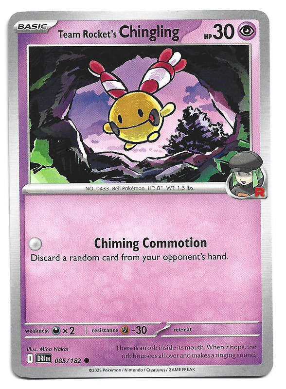 TEAM ROCKET's CHINGLING - COMMON  85/182  POKEMON TCG DESTINED RIVALS TRADING CARD