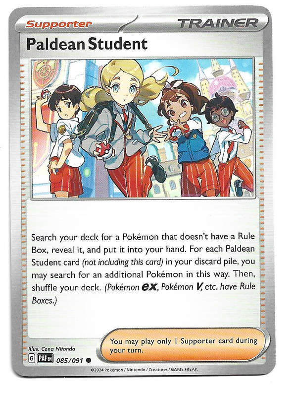 PALDEAN STUDENT -  COMMON  85/91 POKEMON TCG PALDEAN FATES  TRADING CARD