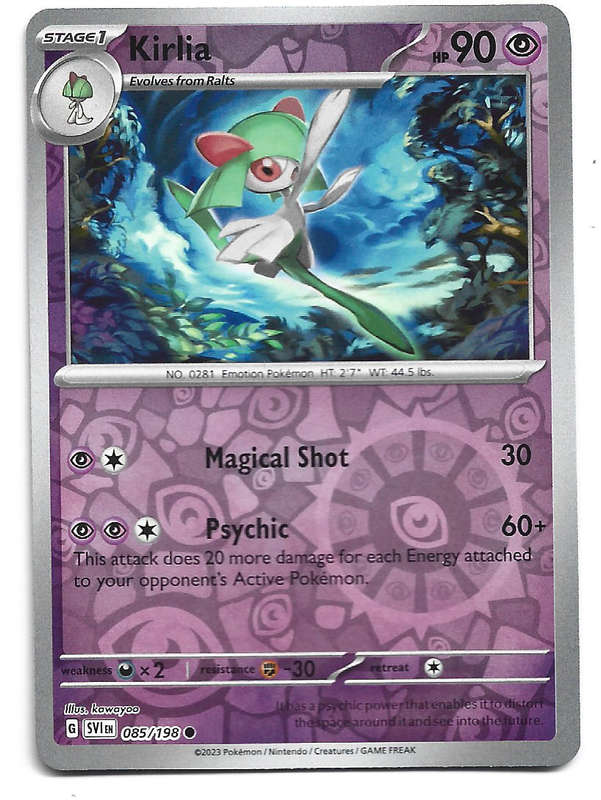 KIRLIA - REVERSE HOLO  85/198 POKEMON TCG SCARLET & VIOLET TRADING CARD