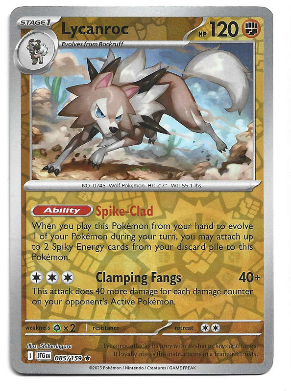LYCANROC - REVERSE HOLO  85/159 POKEMON TCG JOURNEY TOGETHER TRADING CARD