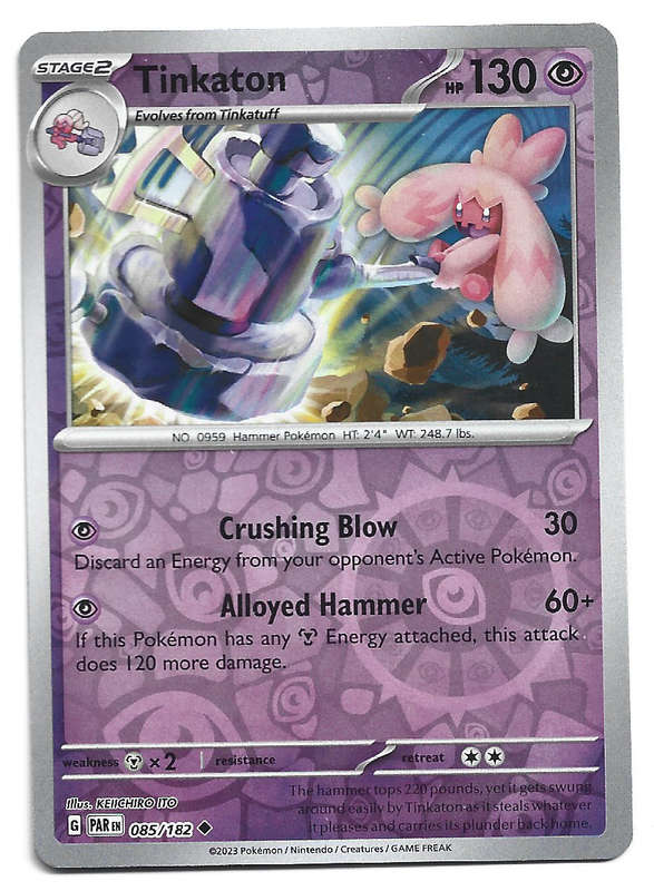 TINKATON -   REVERSE HOLO POKEMON PARADOX RIFT   85/182 TRADING CARD