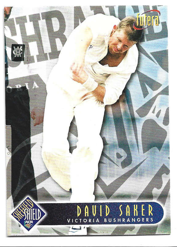 DAVID SAKER - 1996 FUTERA CRICKET WORLD CUP COLLECTION - BASE TRADING CARD 85